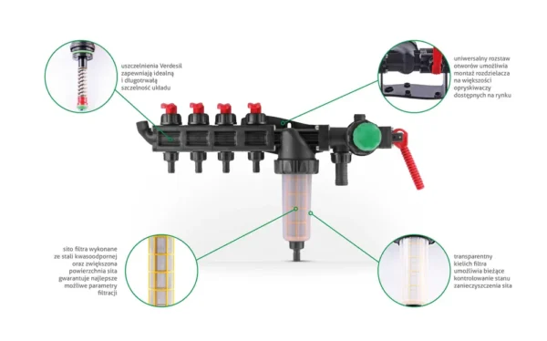 Rozdzielacz 4 sekcyjny zawór do opryskiwacza Agroplast